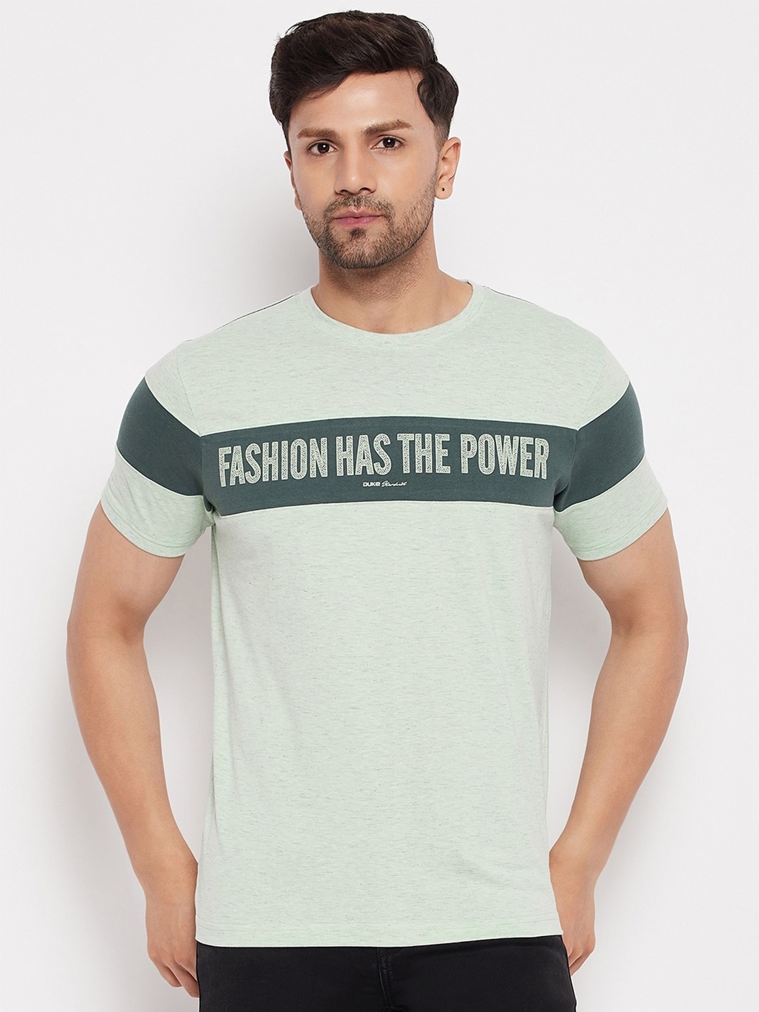 Duke Typography Printed Cotton Slim Fit T-shirt, Green