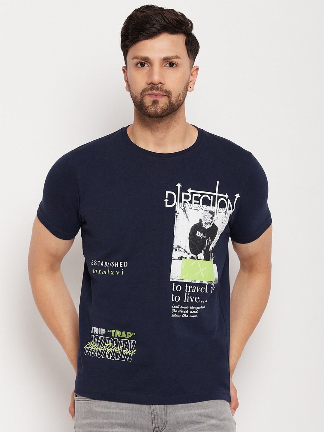 

Duke Typography Printed Cotton Slim Fit T-shirt, Navy blue