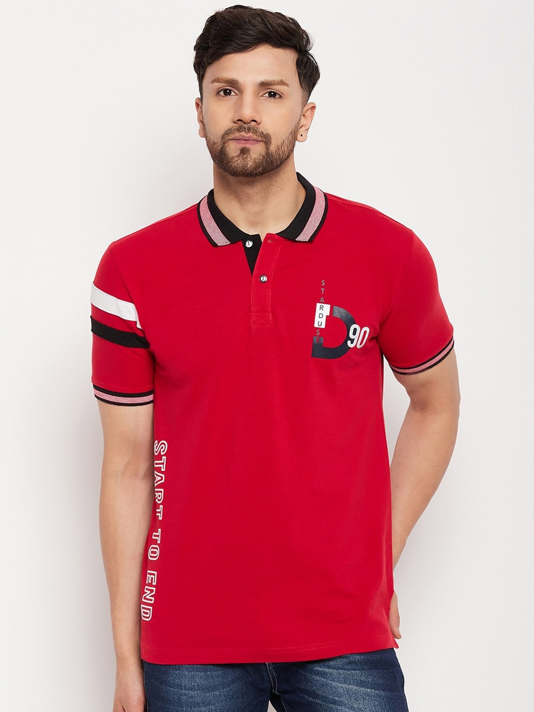 

Duke Typography Polo Collar Cotton Slim Fit T-shirt, Red