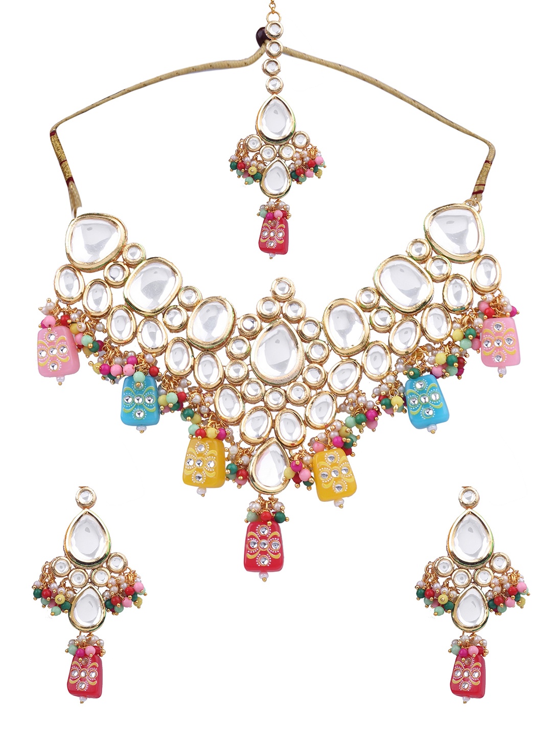 

AASHISH IMITATION Gold-Plated Kundan Polki Jewellery Set