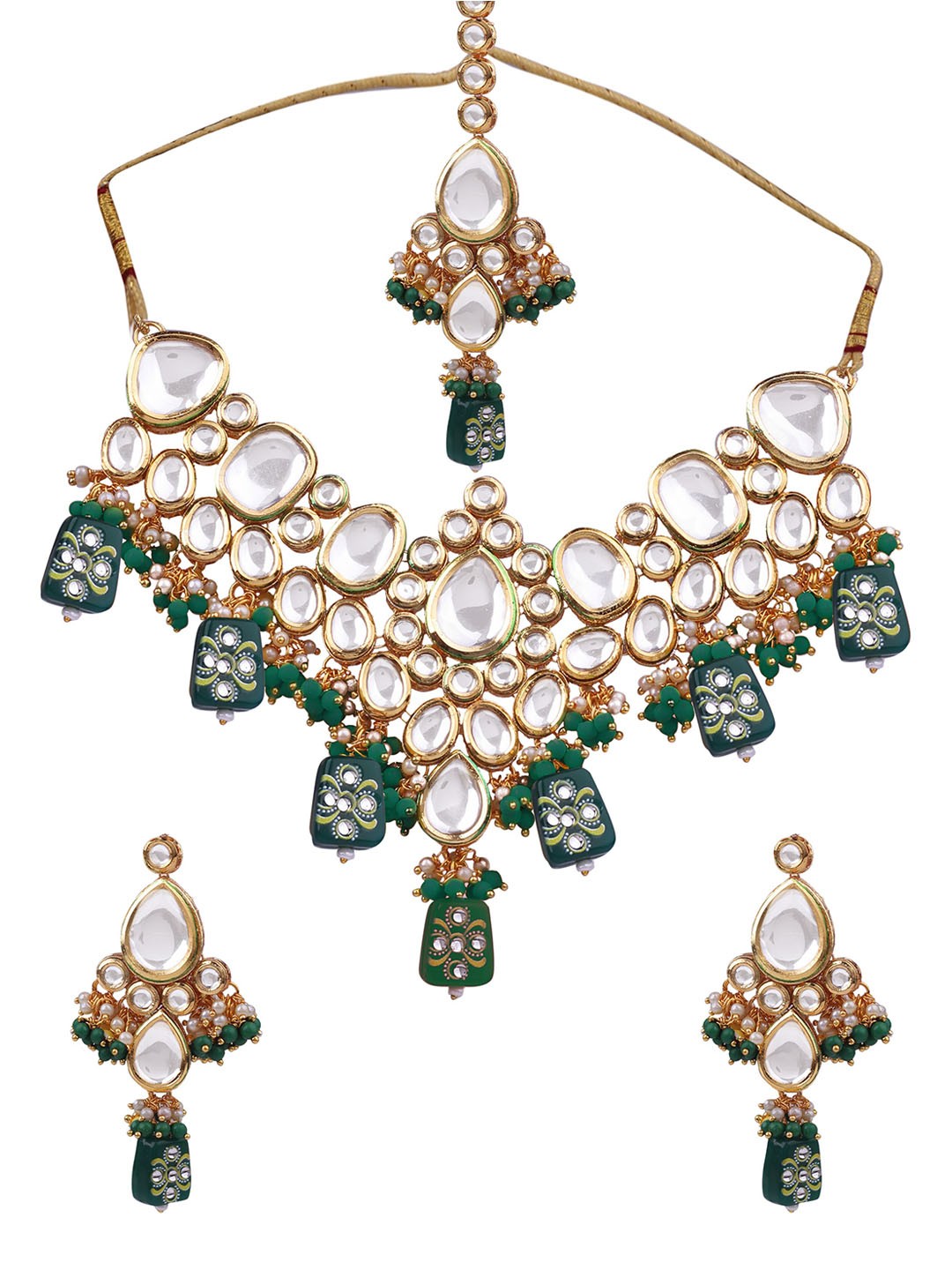 

AASHISH IMITATION Gold-Plated Kundan Studded Jewellery Set With Maang Tikka