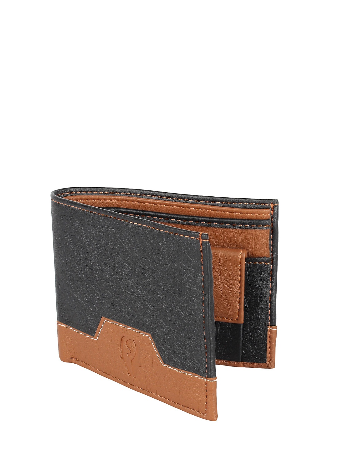 

SAMTROH Men Colourblocked Two Fold Wallet, Black