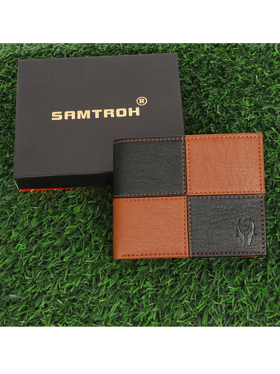 

SAMTROH Men Colourblocked Two Fold Wallet, Tan