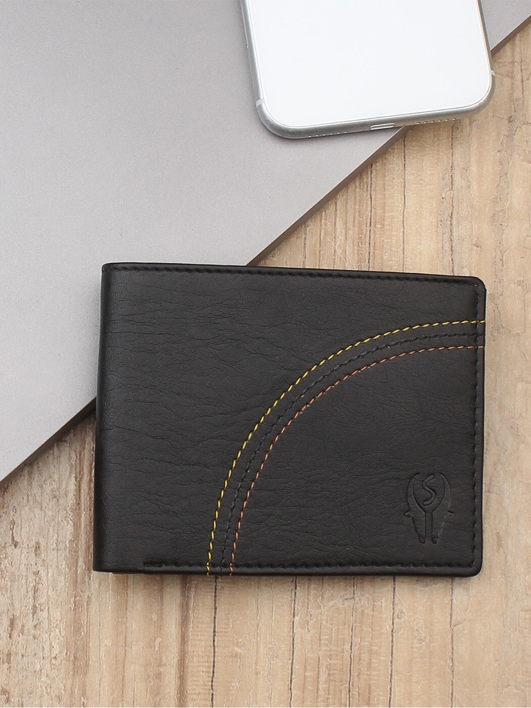 

SAMTROH Textured Two Fold Wallet, Black