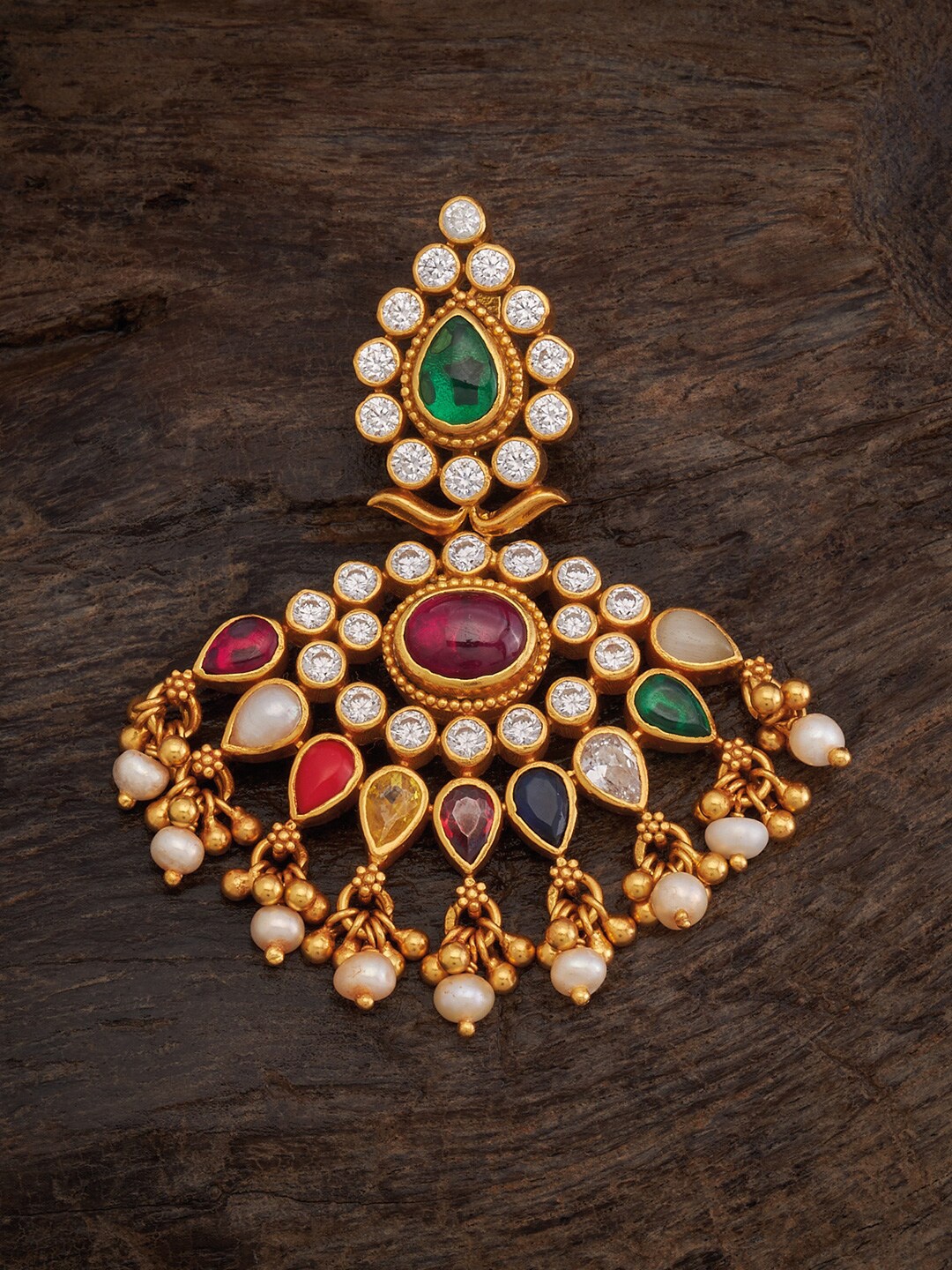 

Kushal's Fashion Gold-Plated Stone-Studded & Beaded Pendant