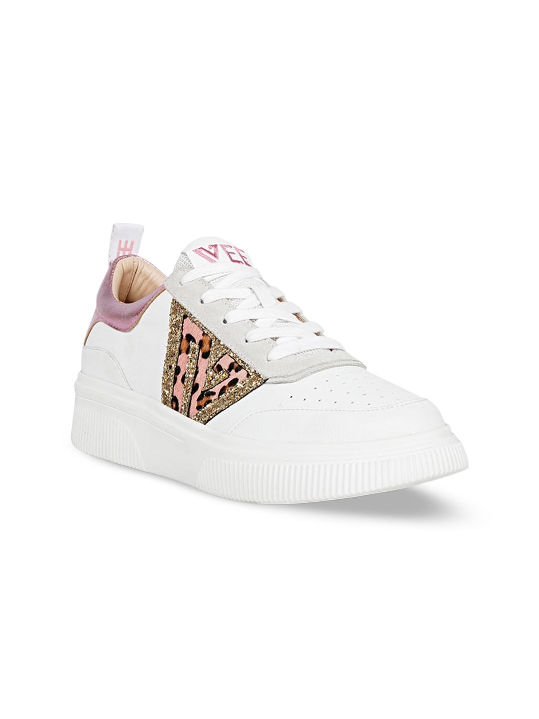 

Saint G Women Printed Embellished Leather Sneakers, White