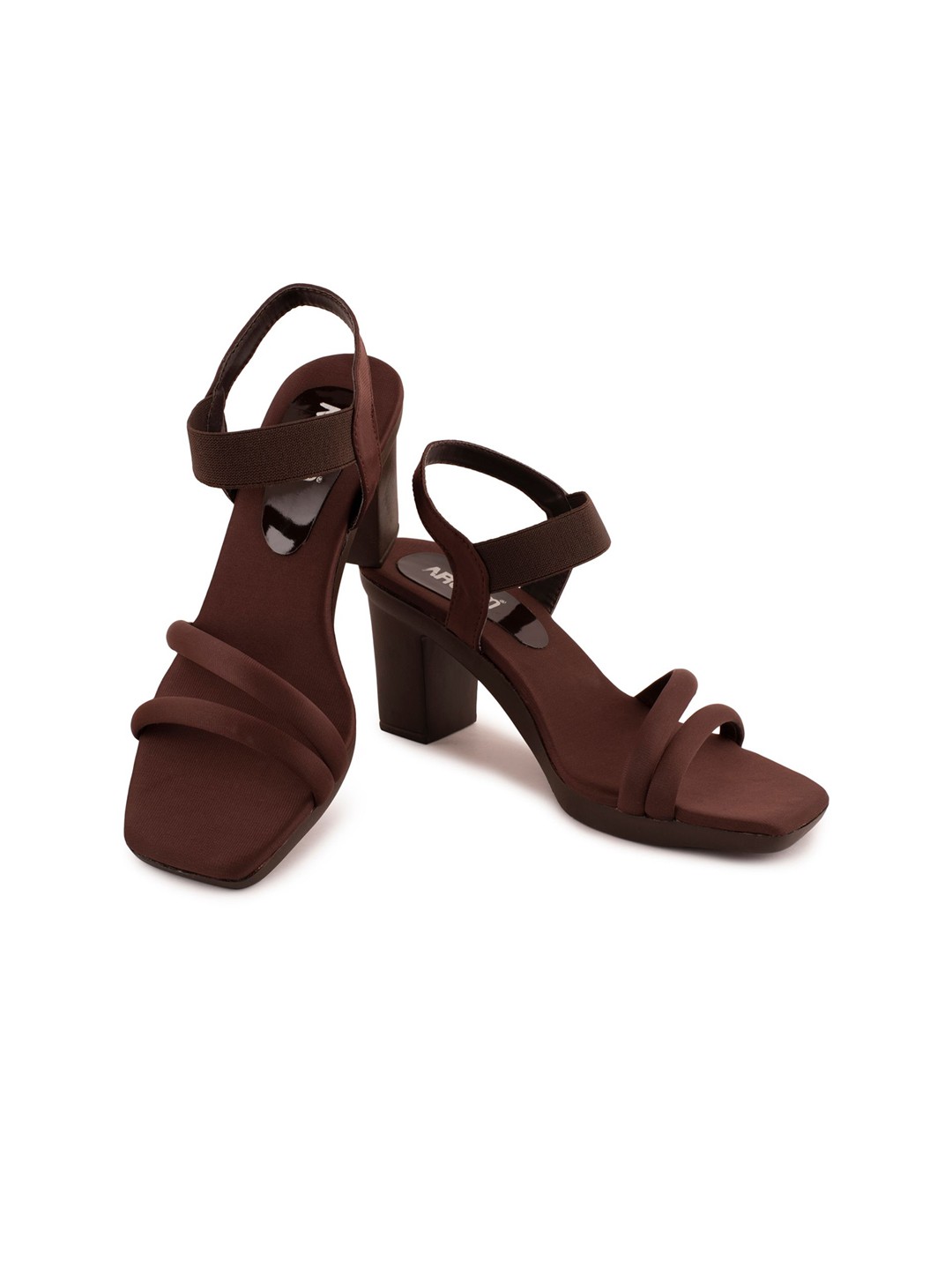 

AROOM Double Strap Block Heels, Brown
