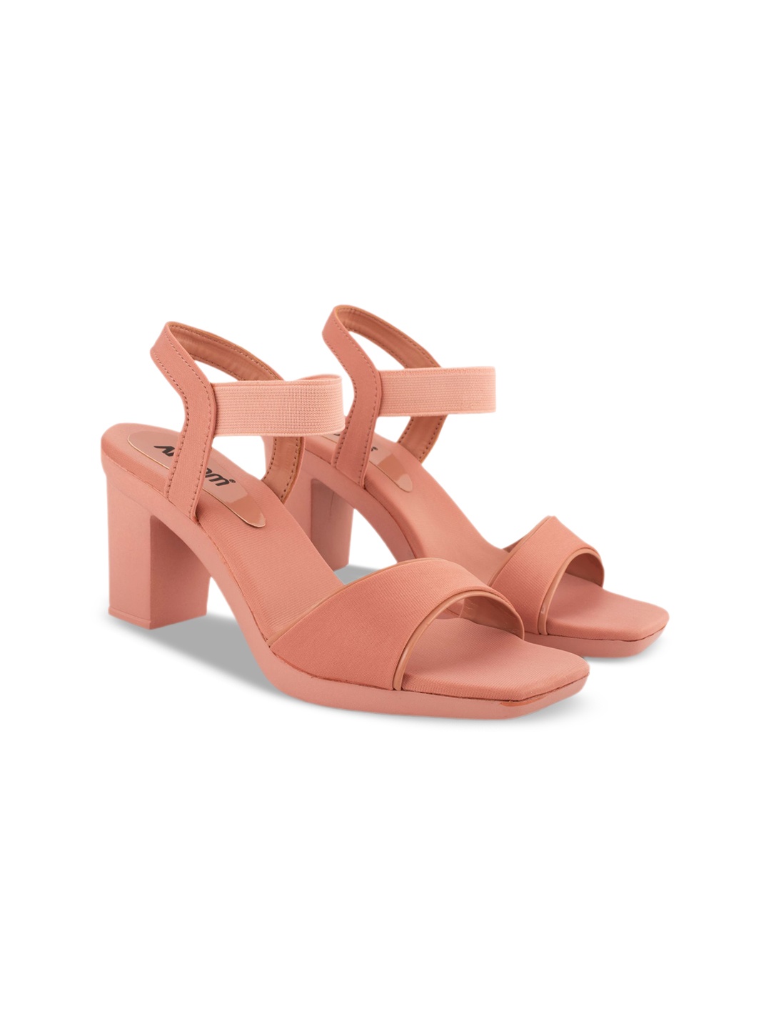 

AROOM Open Toe Block Heels With Backstrap, Peach