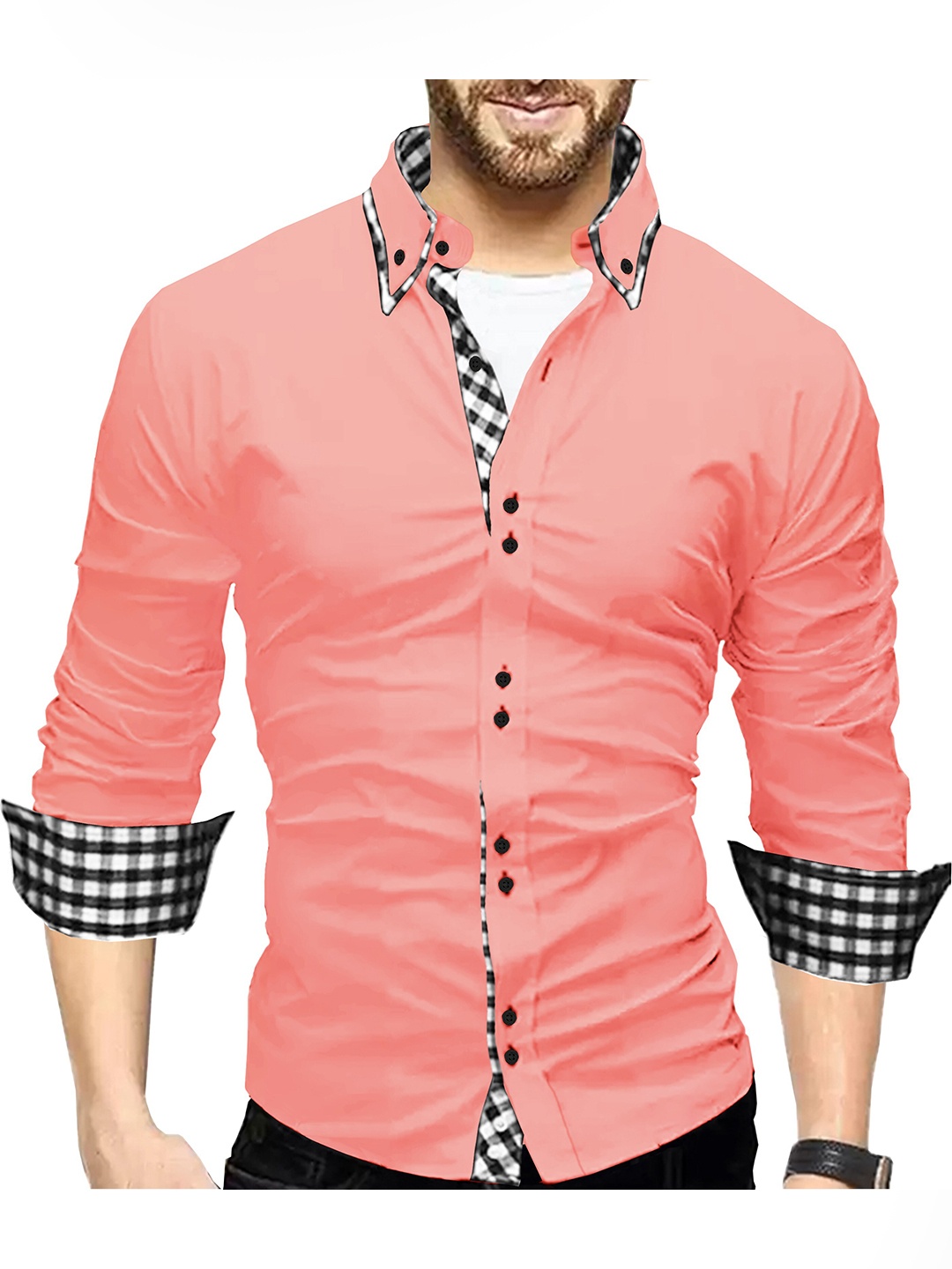 

TRIPR Spread Collar Opaque Casual Shirt, Pink
