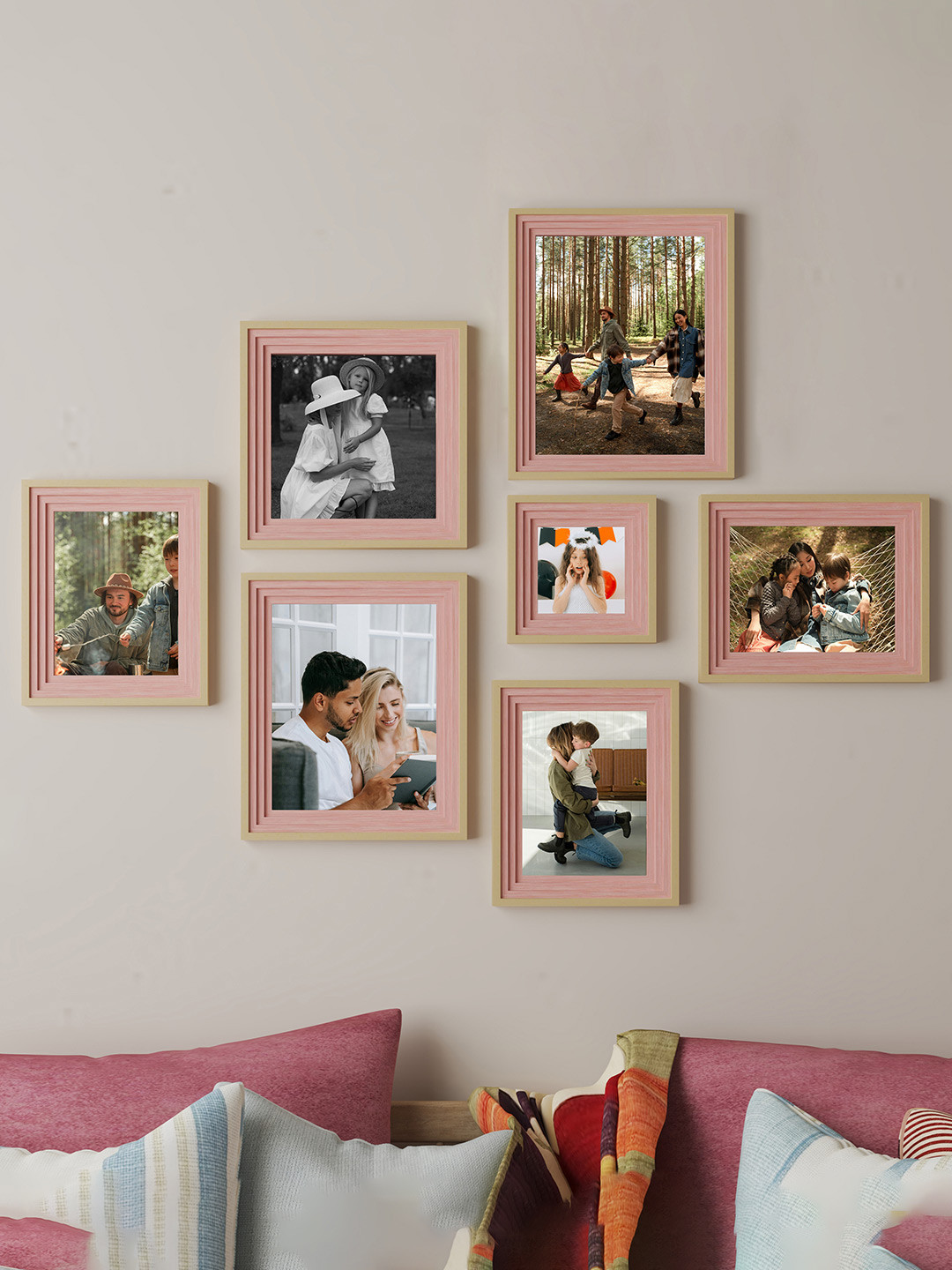 

Art Street Peach 7 Pieces Wall Photo Frame, Pink