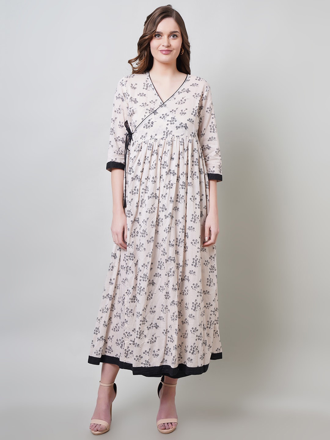 

NAVIYATA Floral Print Maxi Dress, Beige
