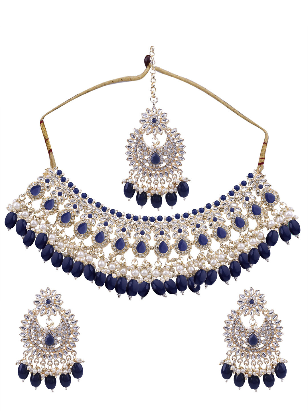 

AASHISH IMITATION Gold-Plated Kundan & Stone Studded & Beaded Jewellery Set