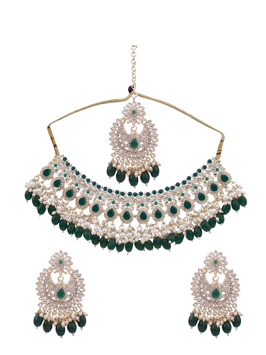 

AASHISH IMITATION Gold-Plated Kundan Studded & Beaded Necklace & Earring Set