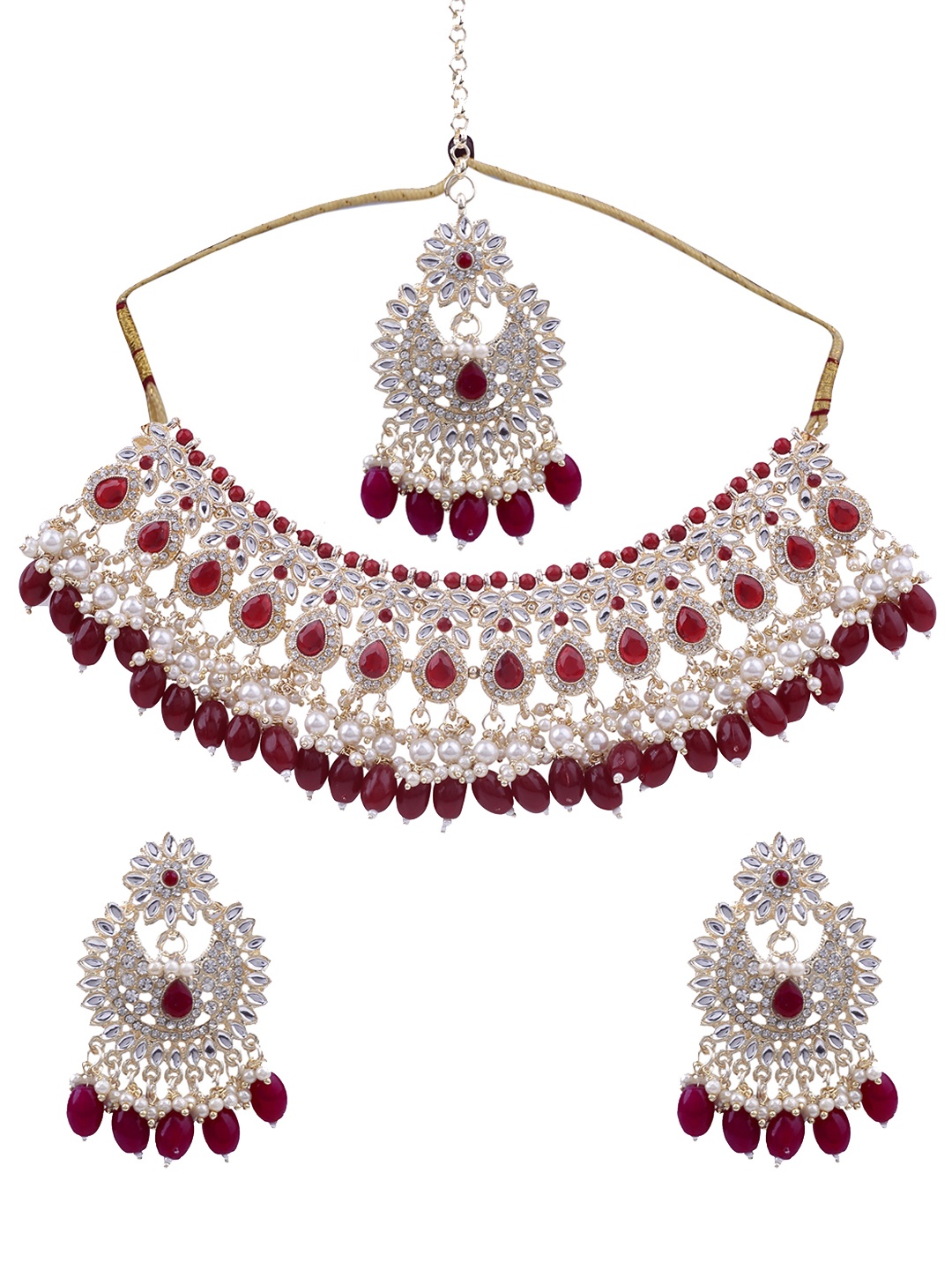 

AASHISH IMITATION Gold-Plated Kundan-Studded & Beaded Jewellery Set