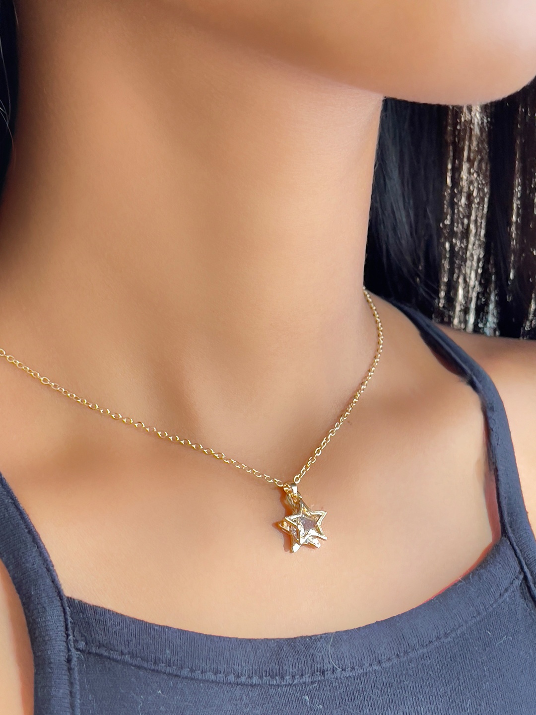

Ayesha Star Diamante Mini Pendant Necklace, Gold