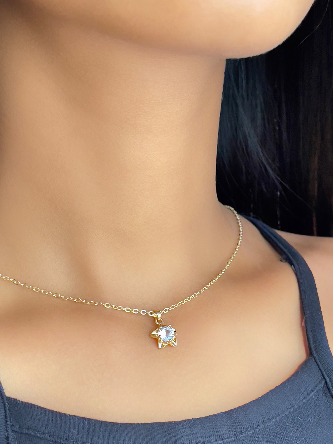 

Ayesha Gold Plated Star Diamante Mini Pendant Necklace