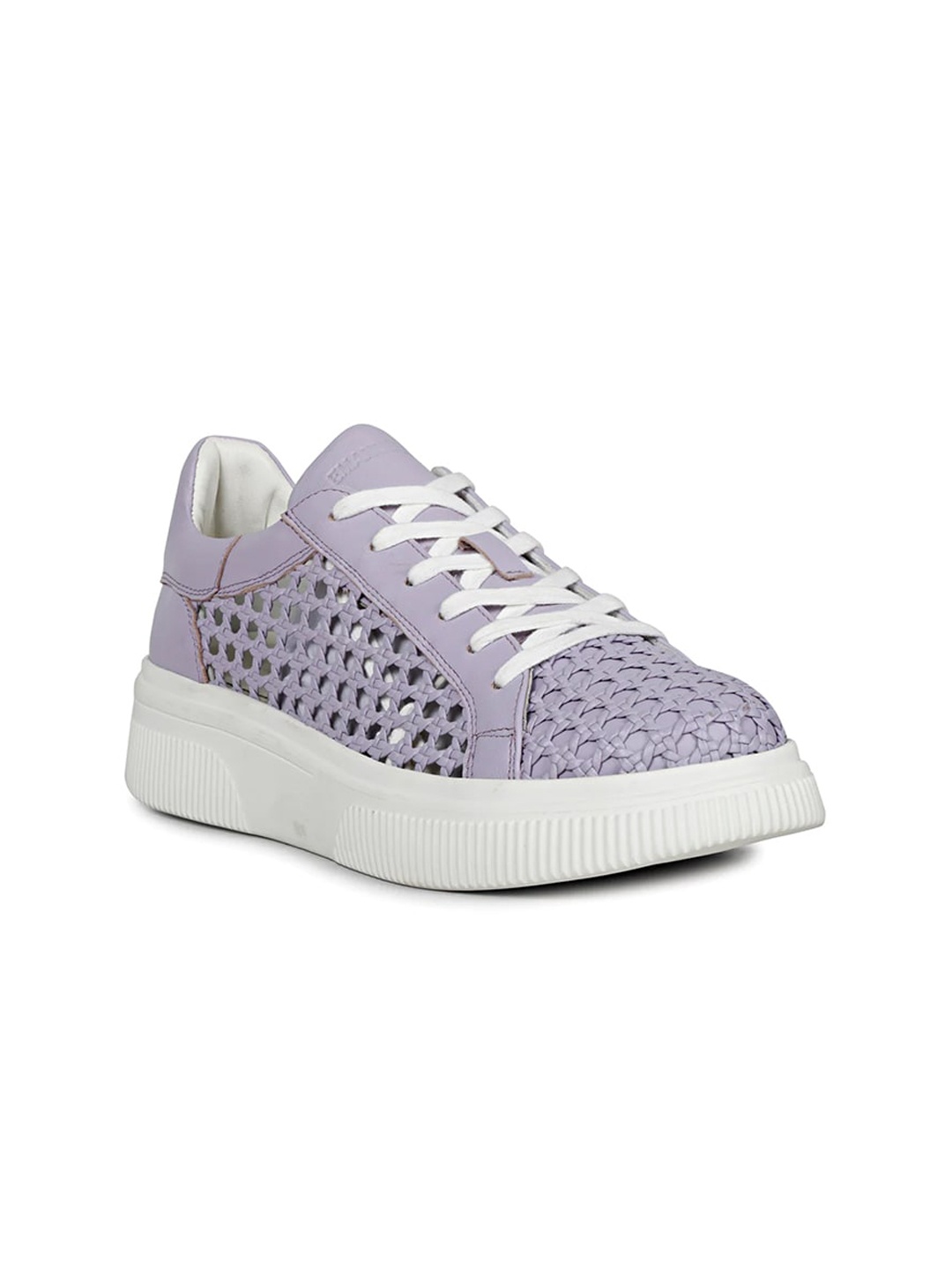 

Saint G Women Woven Design Leather Sneakers, Lavender