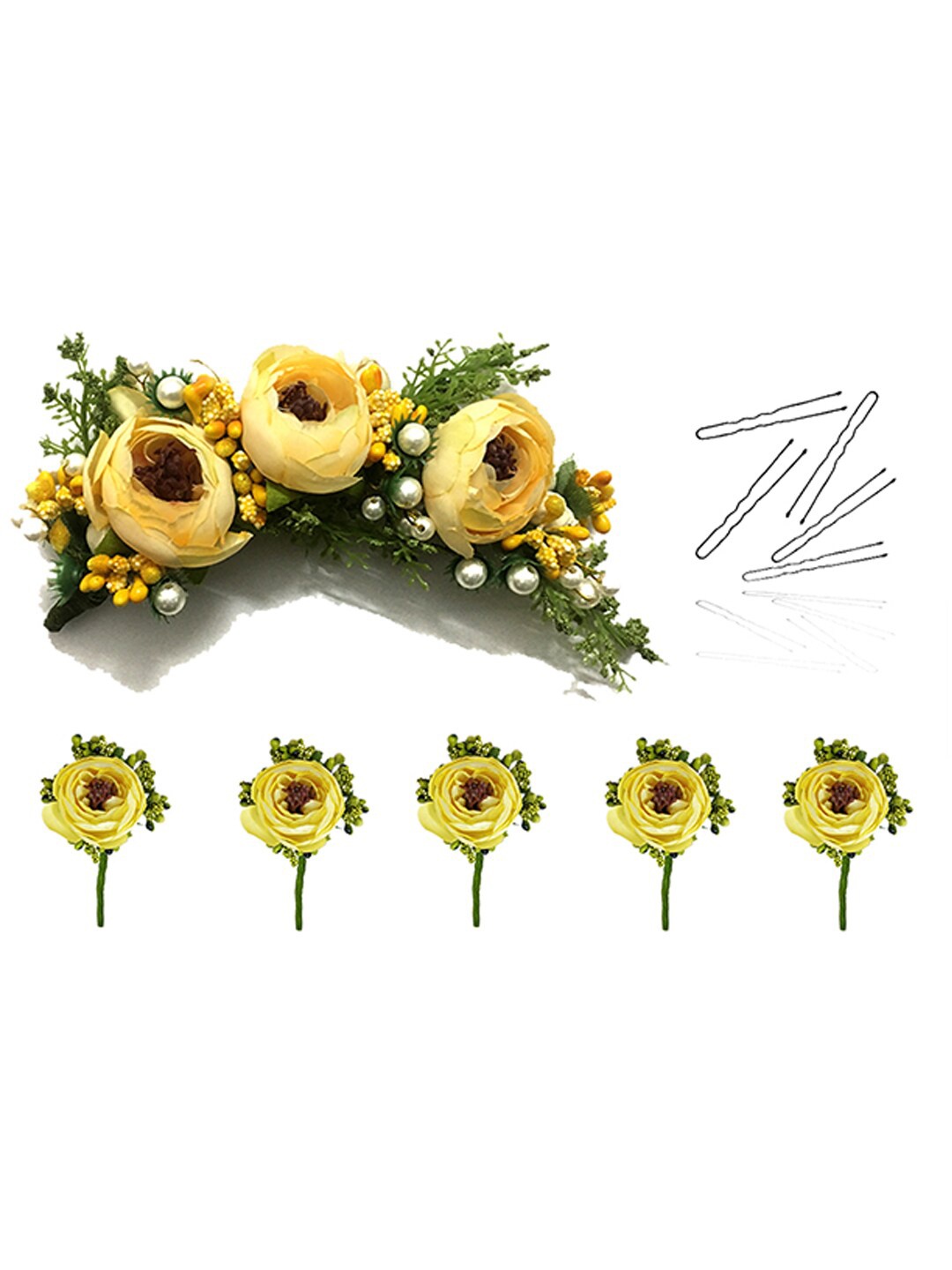 

Hair Flare Women Set of 5 Hair Accessory Set, Yellow