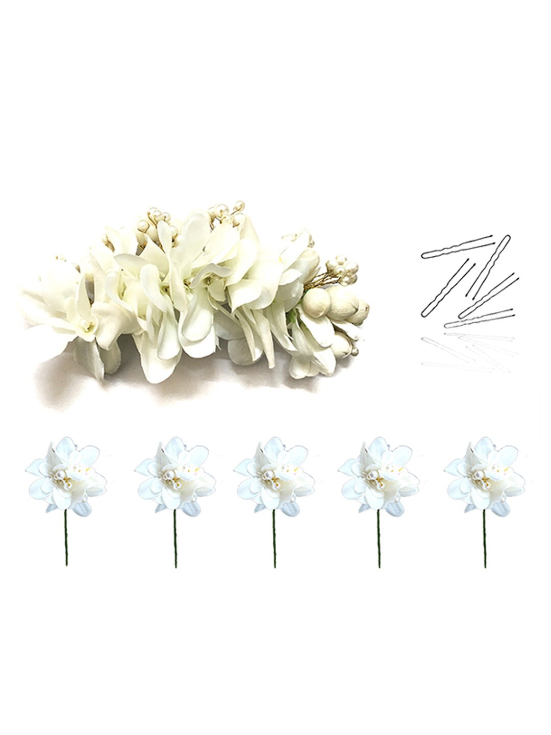 

Hair Flare Set of 5 Floral Embellished Hair Accessory, White