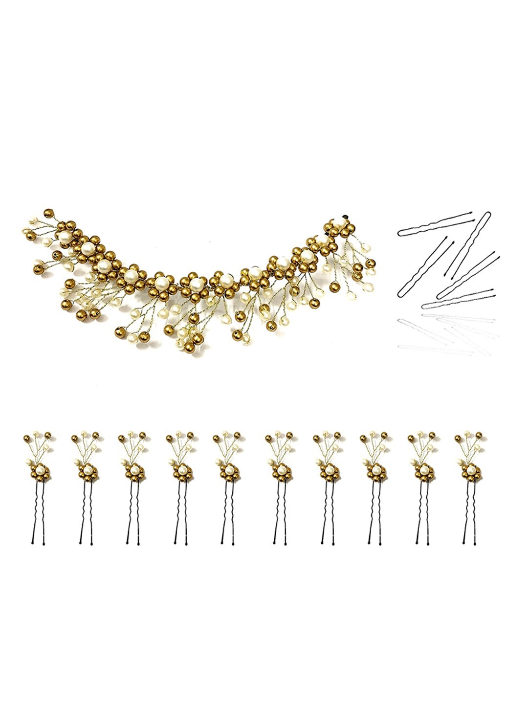 

Hair Flare Women Embellished U Pins, Gold