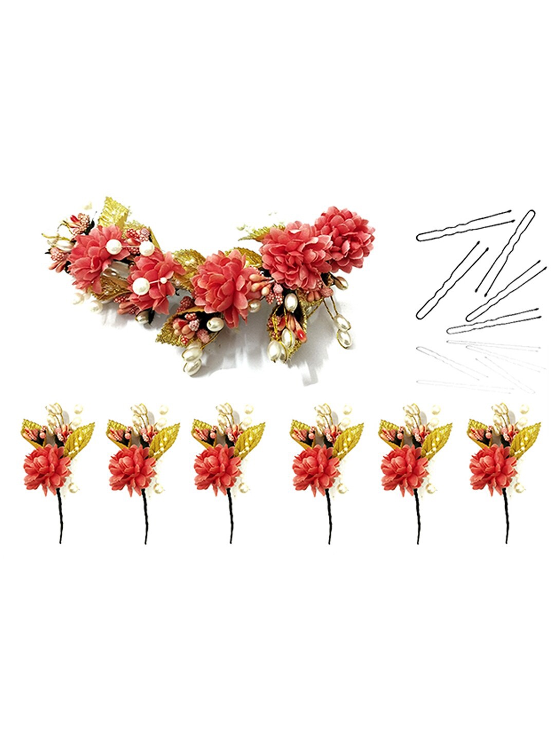 

Hair Flare Women Set Of 6 Hair Accessory Set, Peach