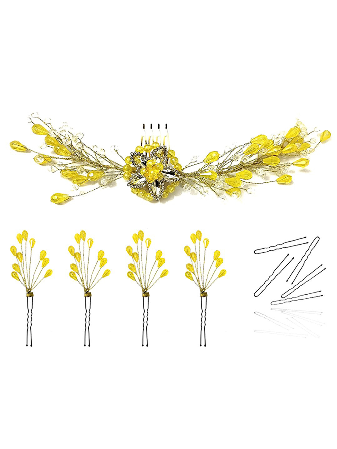 

Hair Flare Set of 5 Floral Embellished Hair Accessory, Yellow