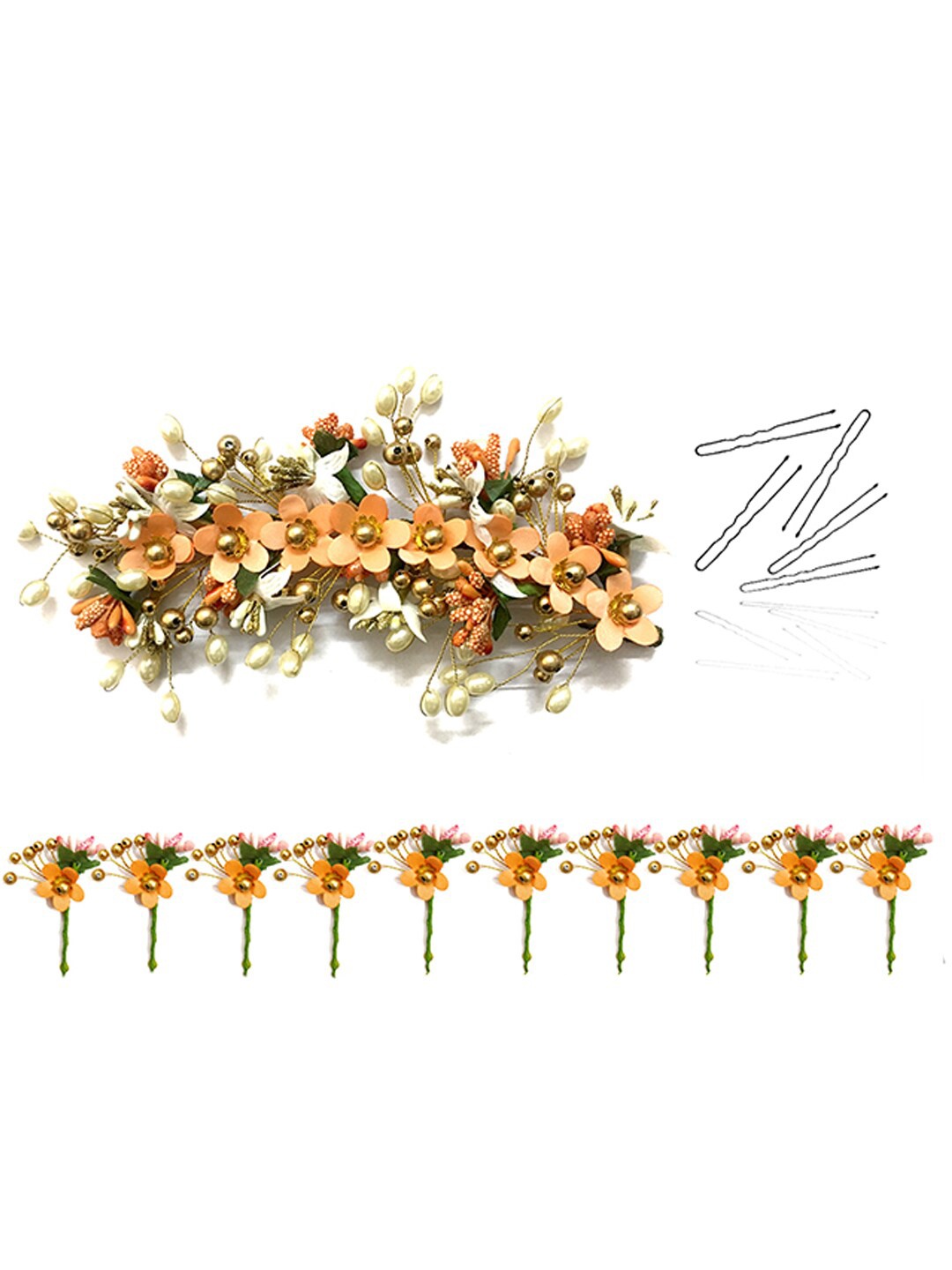 

Hair Flare Set Of 2 Embellished Hair Accessory Set, Peach