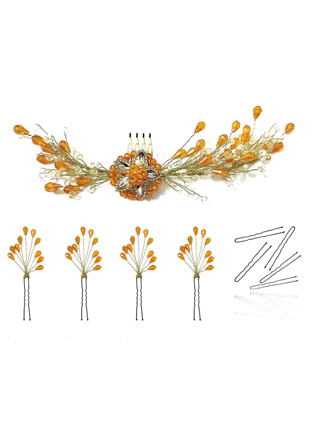 

Hair Flare Set of 5 Embellished Hair Accessory Set, Orange