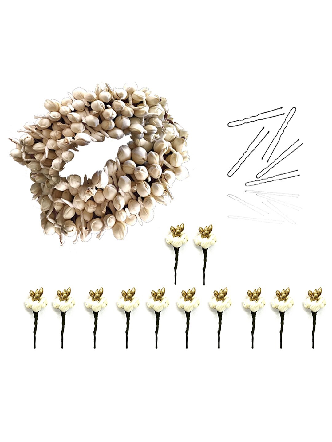 

Hair Flare Set of 2 Floral Embellished Hair Accessory Set, Cream