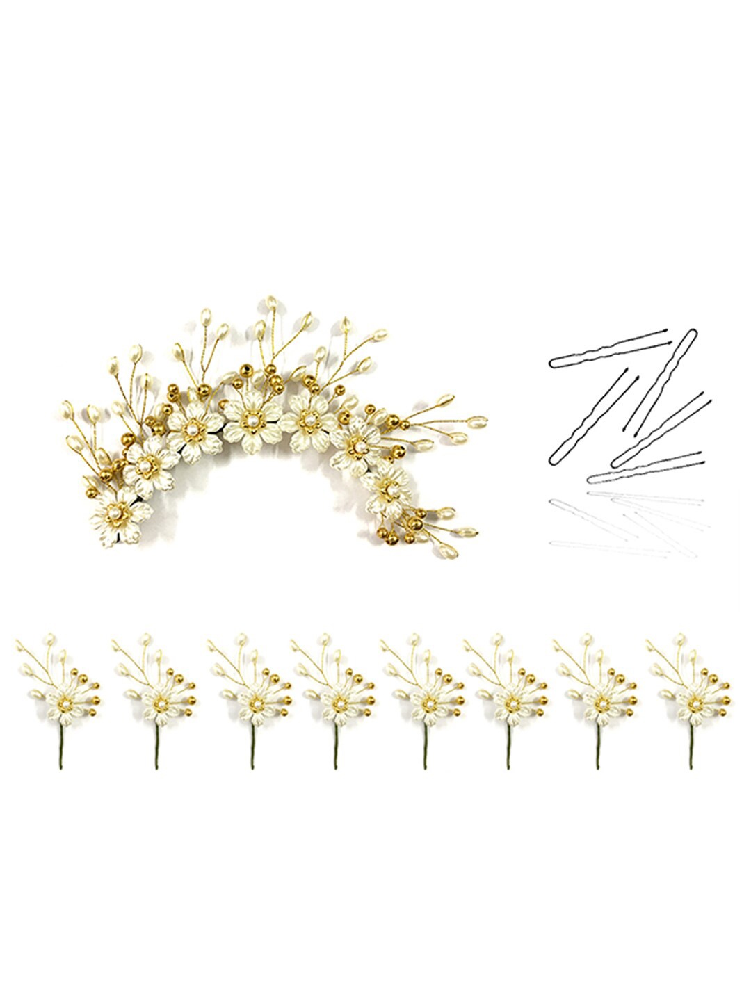 

Hair Flare Women Silver-Toned & Gold-Toned Set of 2 Embellished Hair Accessory Set