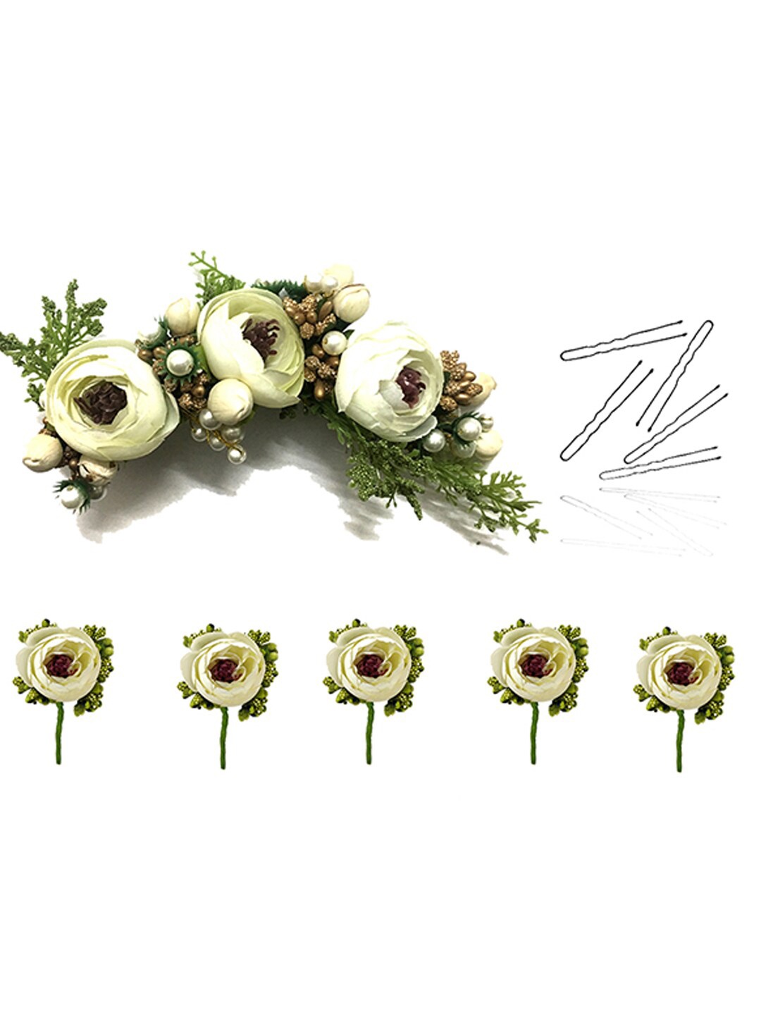 

Hair Flare Women 11Pcs Embellished Floral Hair Accessory Set, White