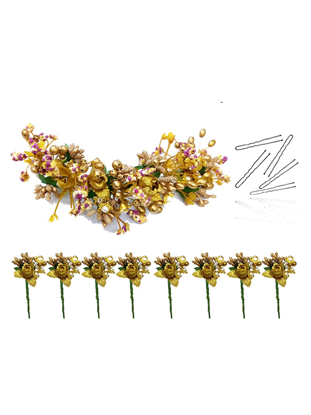 

Hair Flare Women 14Pcs Embellished Floral Hair Accessory Set, Gold