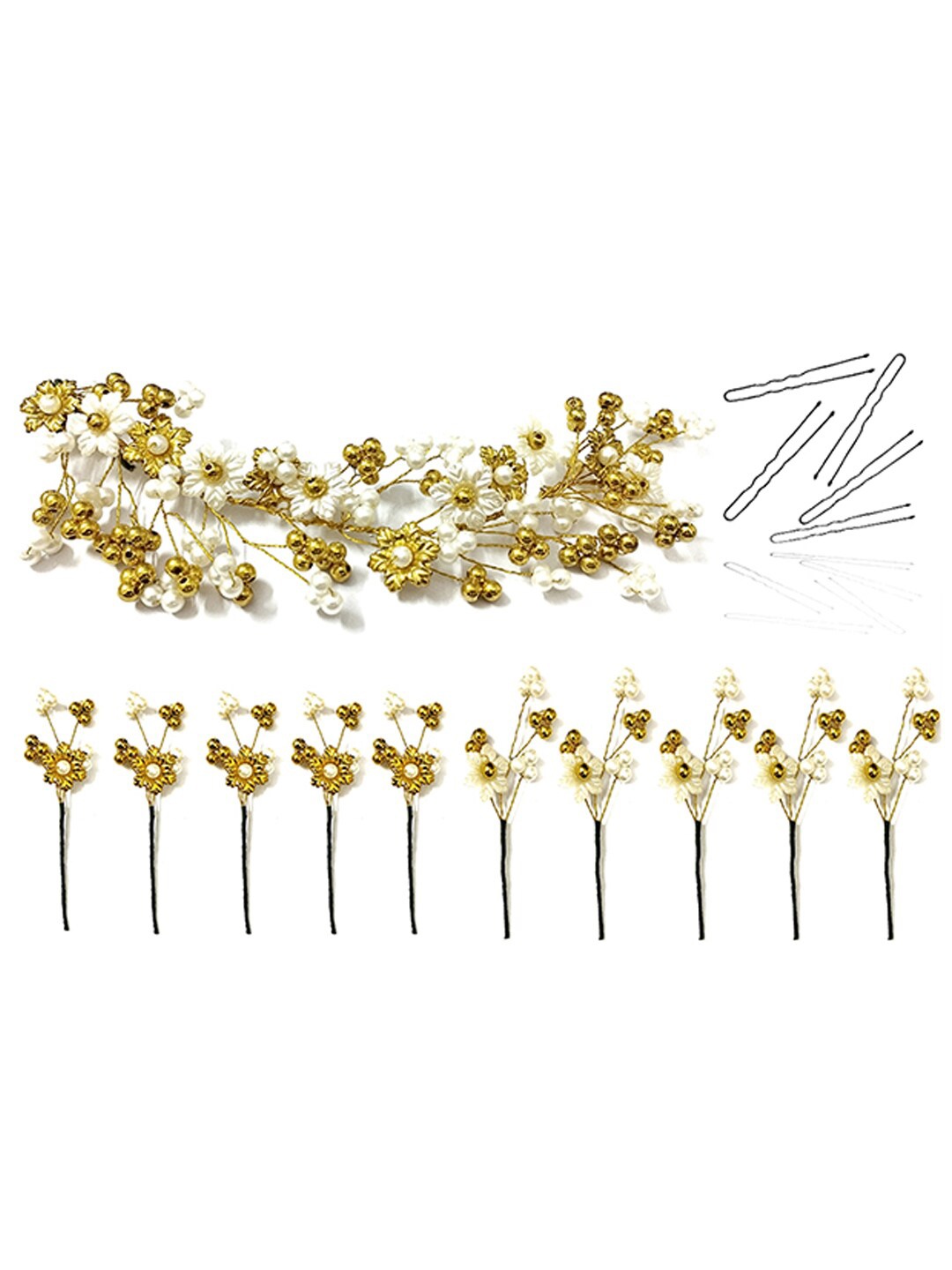 

Hair Flare Women 16Pcs Embellished Floral Hair Accessory Set, Gold