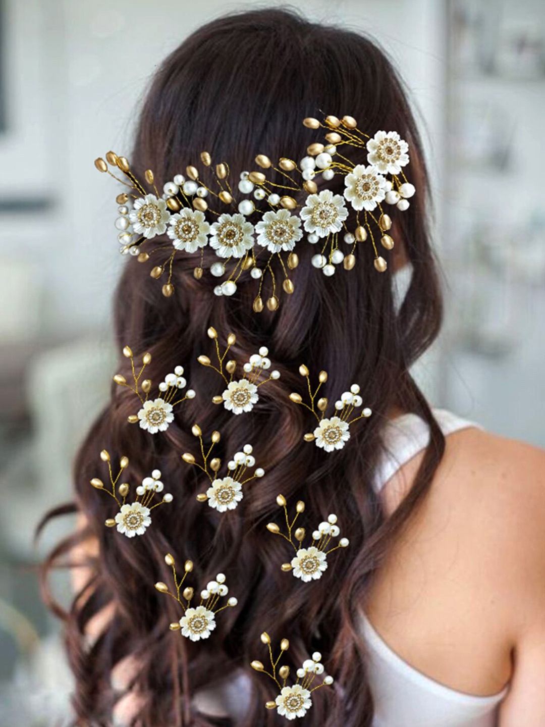 

Hair Flare Women 14Pcs Embellished Floral Hair Accessory Set, Silver