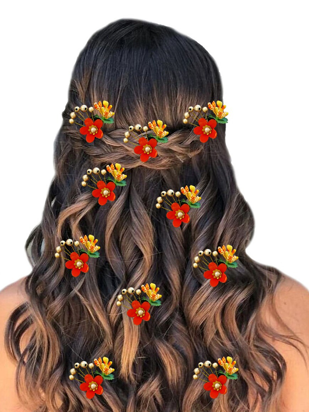 

Hair Flare Women Set Of 11 Hair Accessory, Orange
