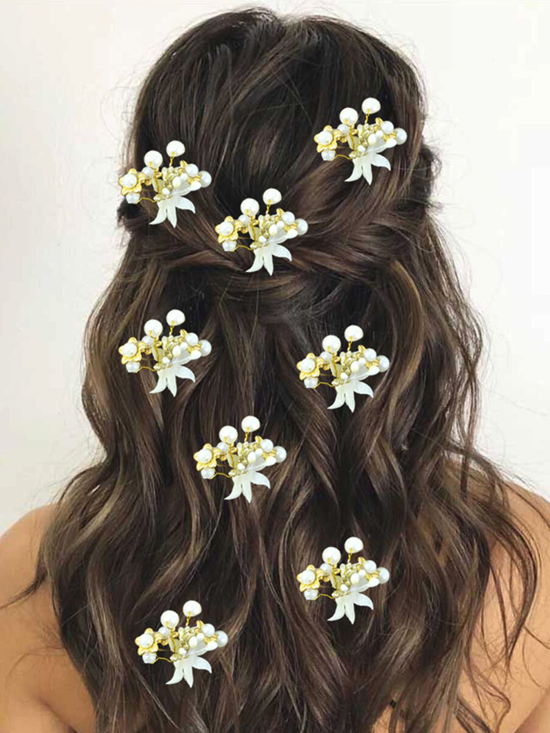 

Hair Flare Women Set Of 9 Embellished Hair Accessory, Silver