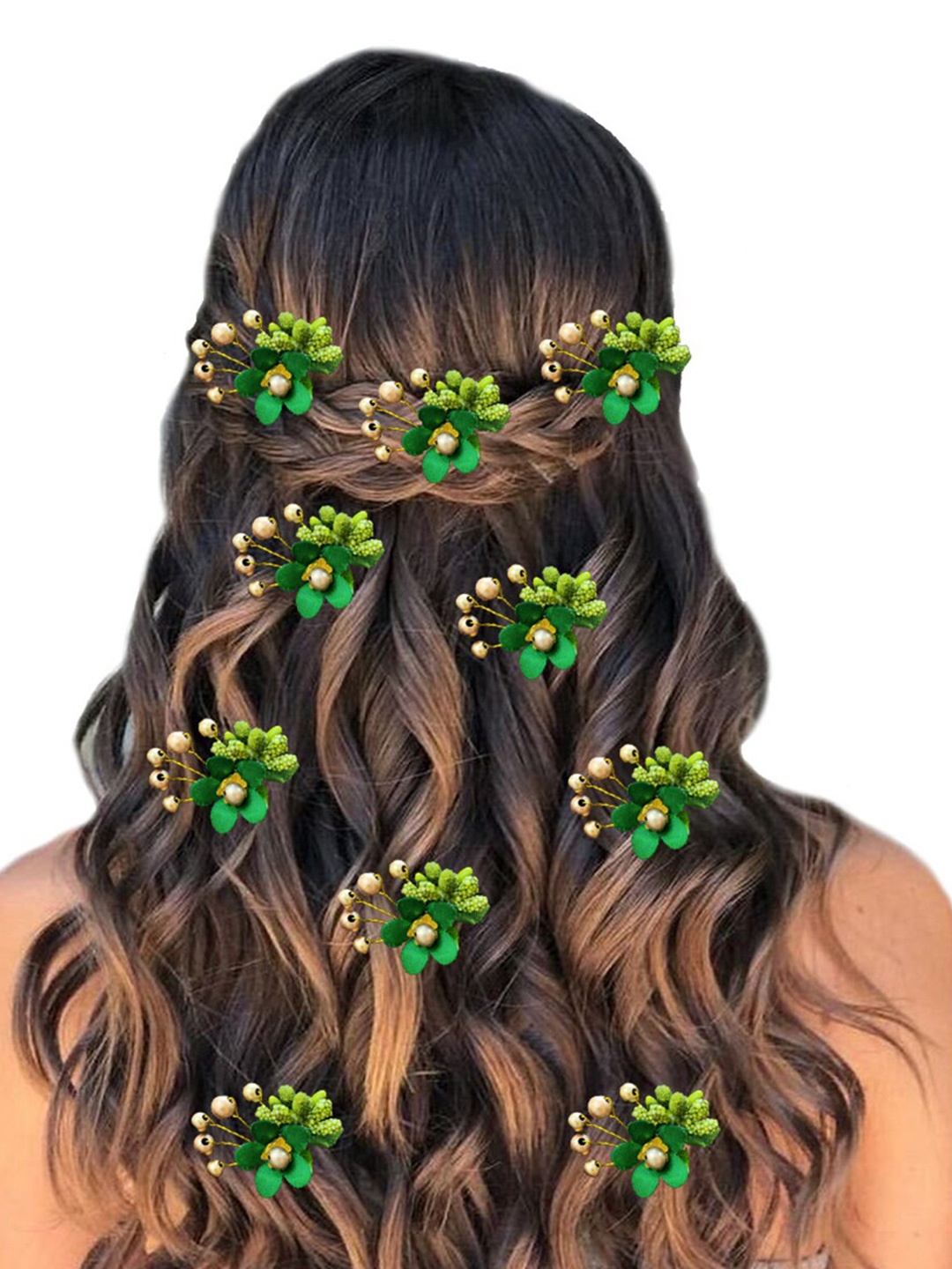 

Hair Flare Women Set of 2 Embellished Hair Accessory Set, Green