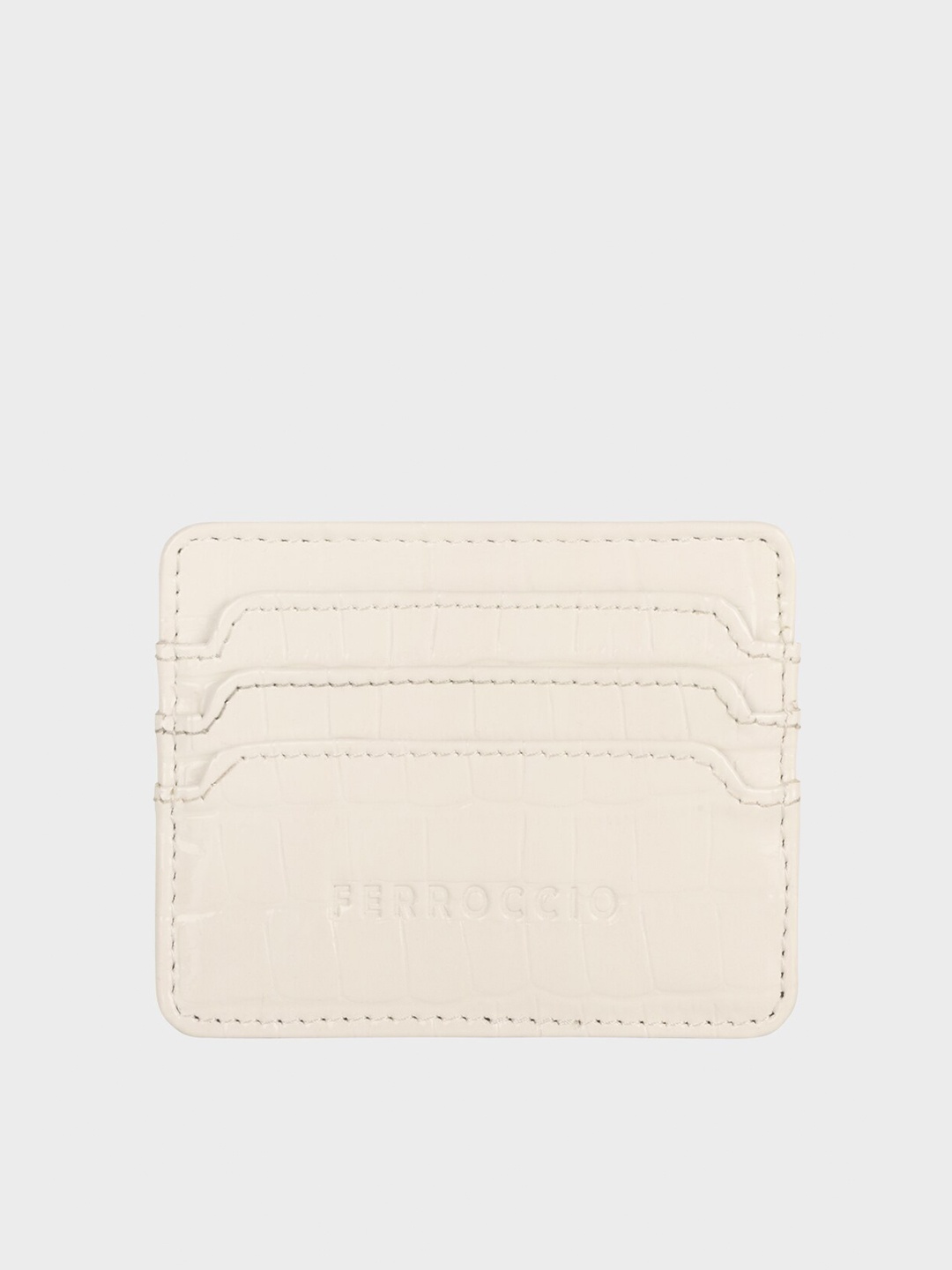 

FERROCCIO Women Textured Card Holder, White