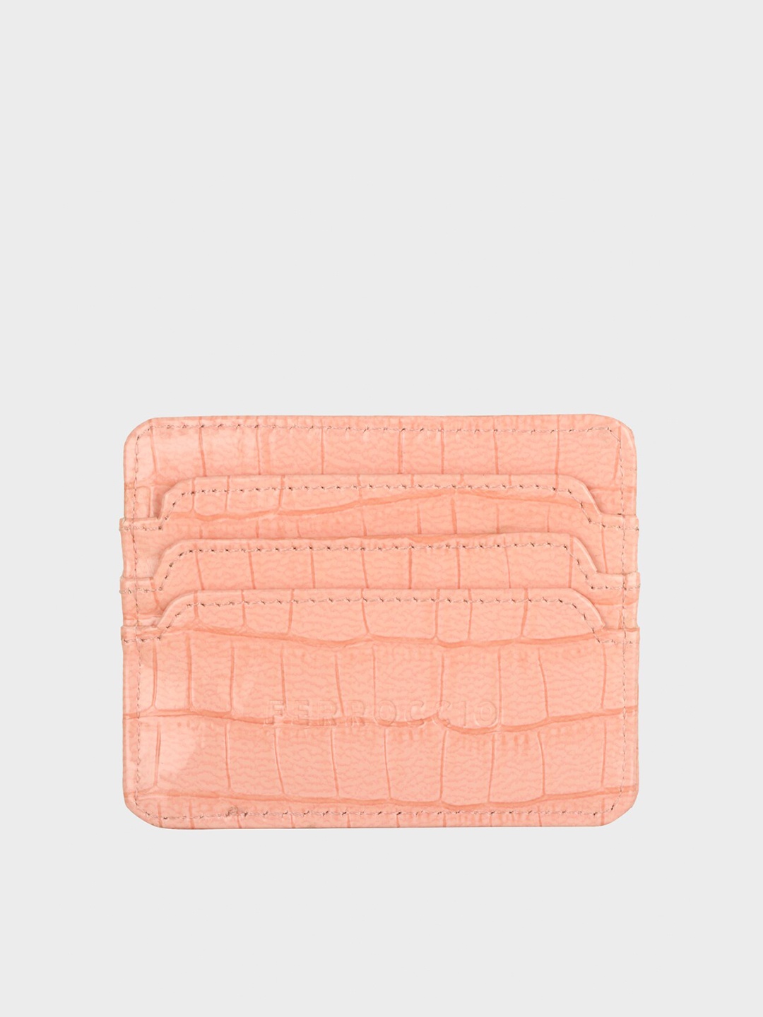 

FERROCCIO Women Textured Card Holder, Pink