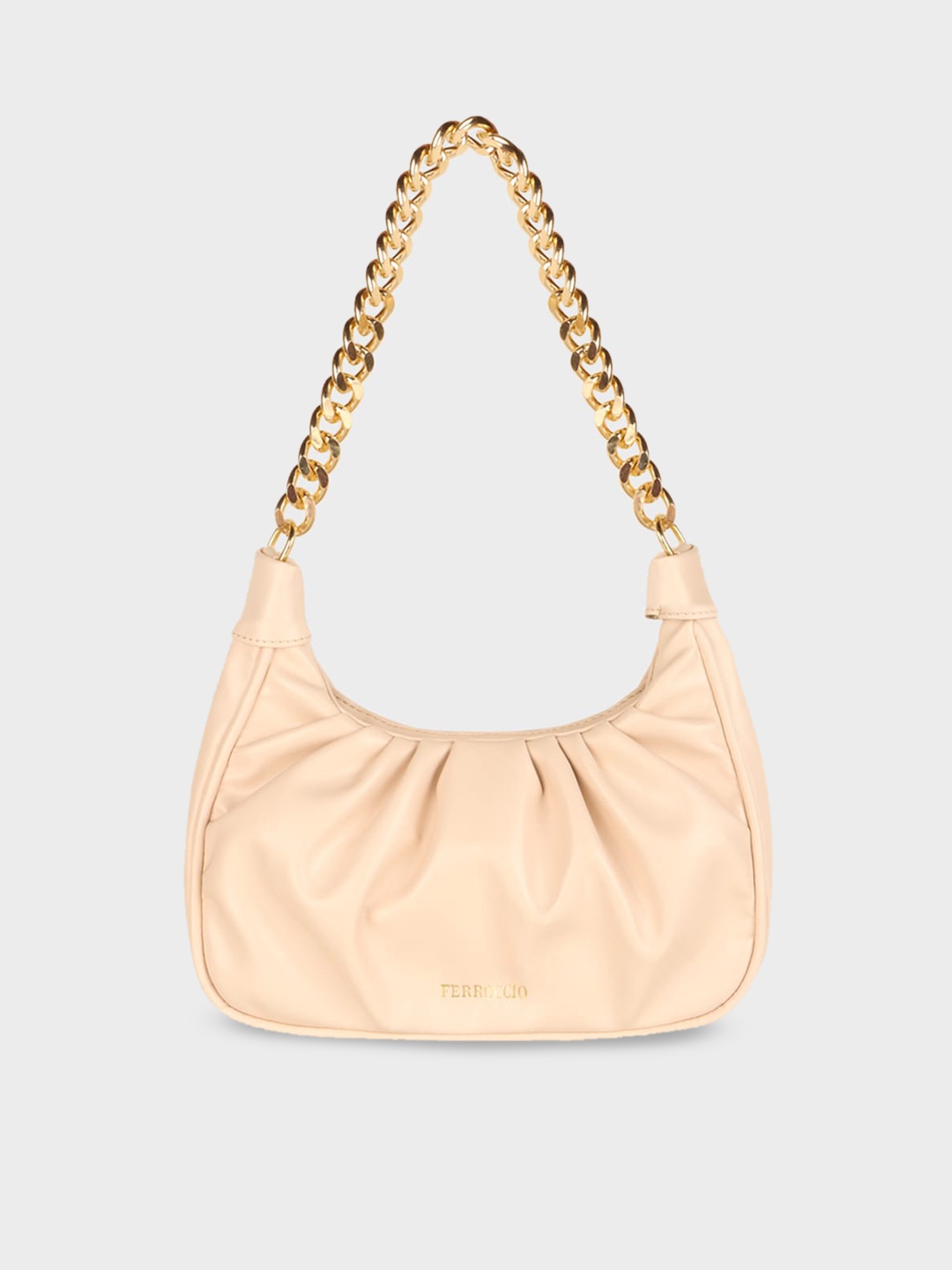 

FERROCCIO Half Moon Shoulder Bag, Cream
