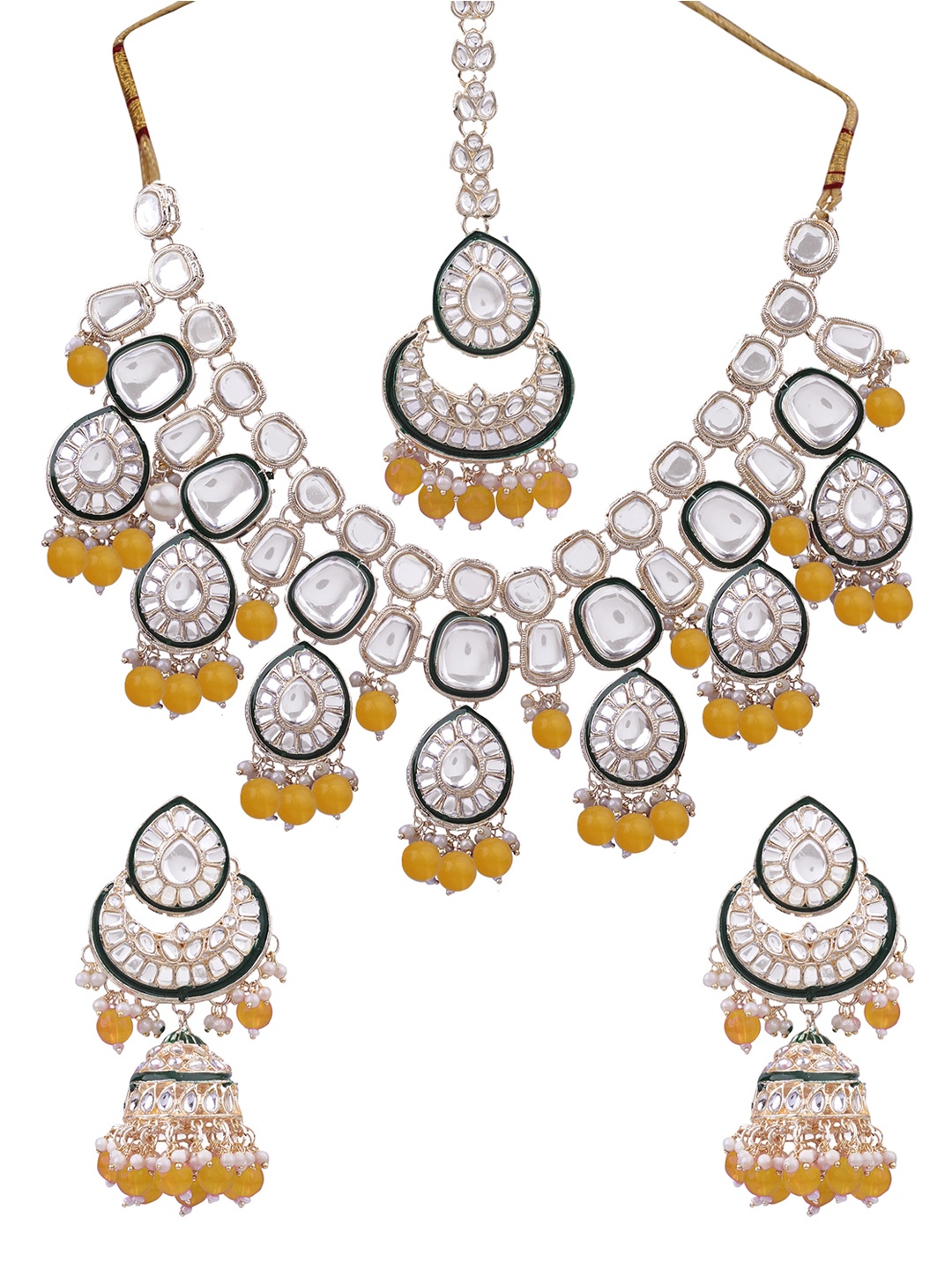 

AASHISH IMITATION Gold-Plated Kundan-Studded & Beaded Jewellery Set