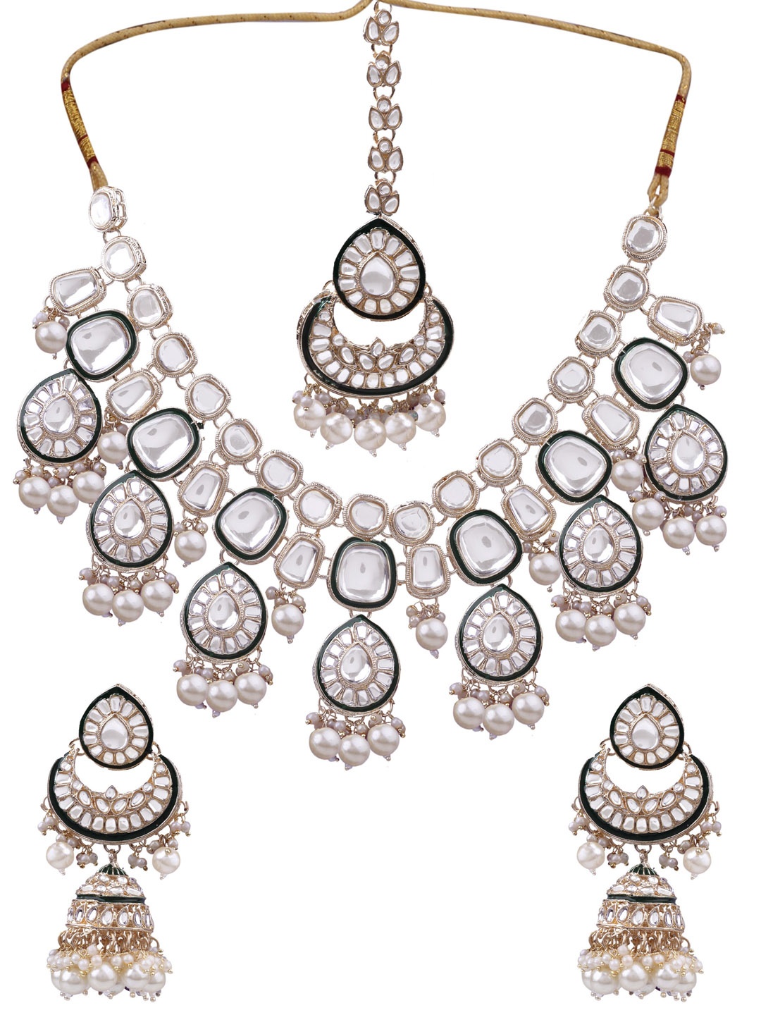 

AASHISH IMITATION Gold-Plated Kundan-Studded & Beaded Jewellery Set