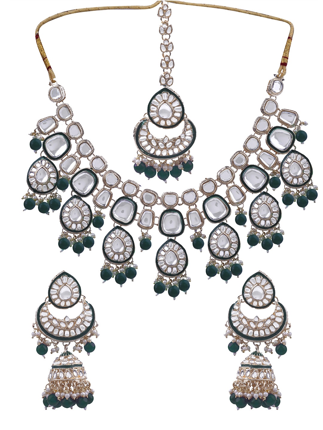 

AASHISH IMITATION Gold-Plated Kundan-Studded & Beaded Jewellery Set