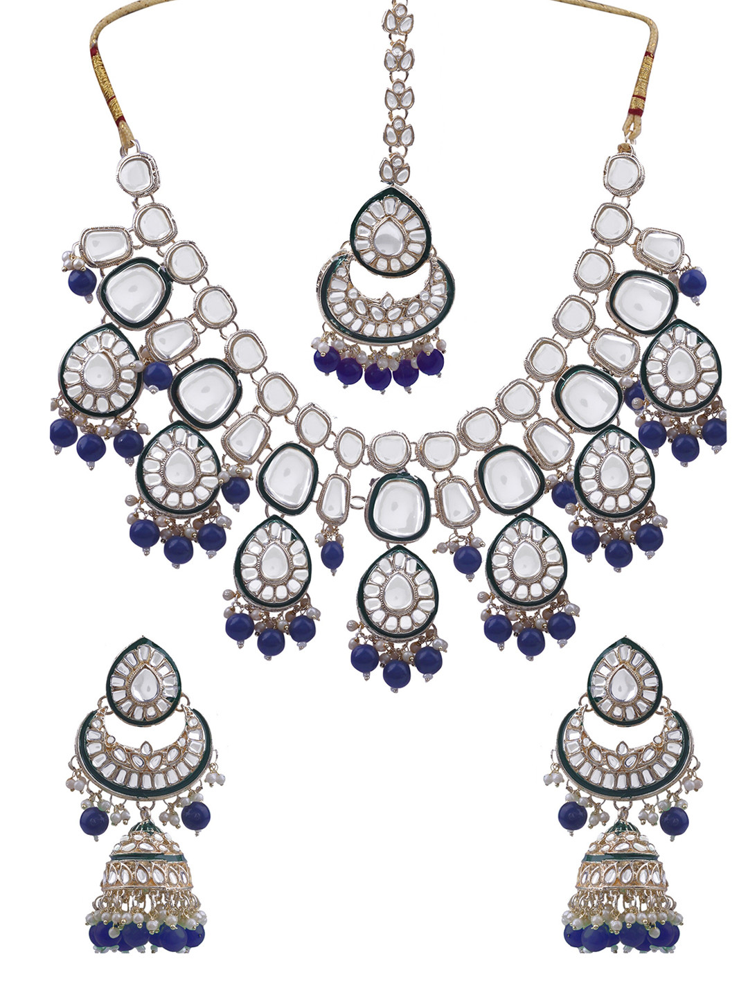

AASHISH IMITATION Gold-Plated Kundan-Studded & Beaded Jewellery Set