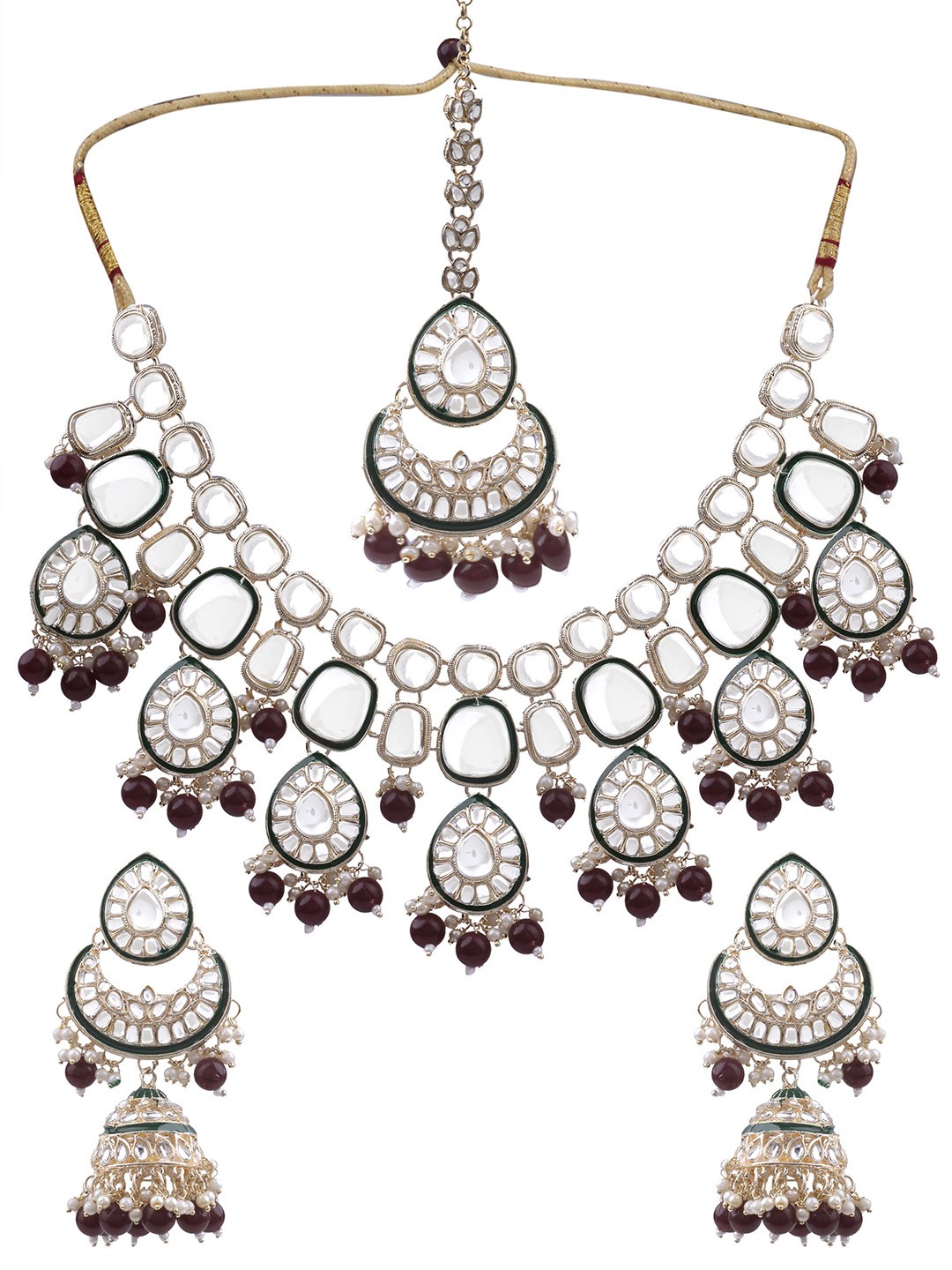

AASHISH IMITATION Gold-Plated Kundan-Studded & Beaded Jewellery Set