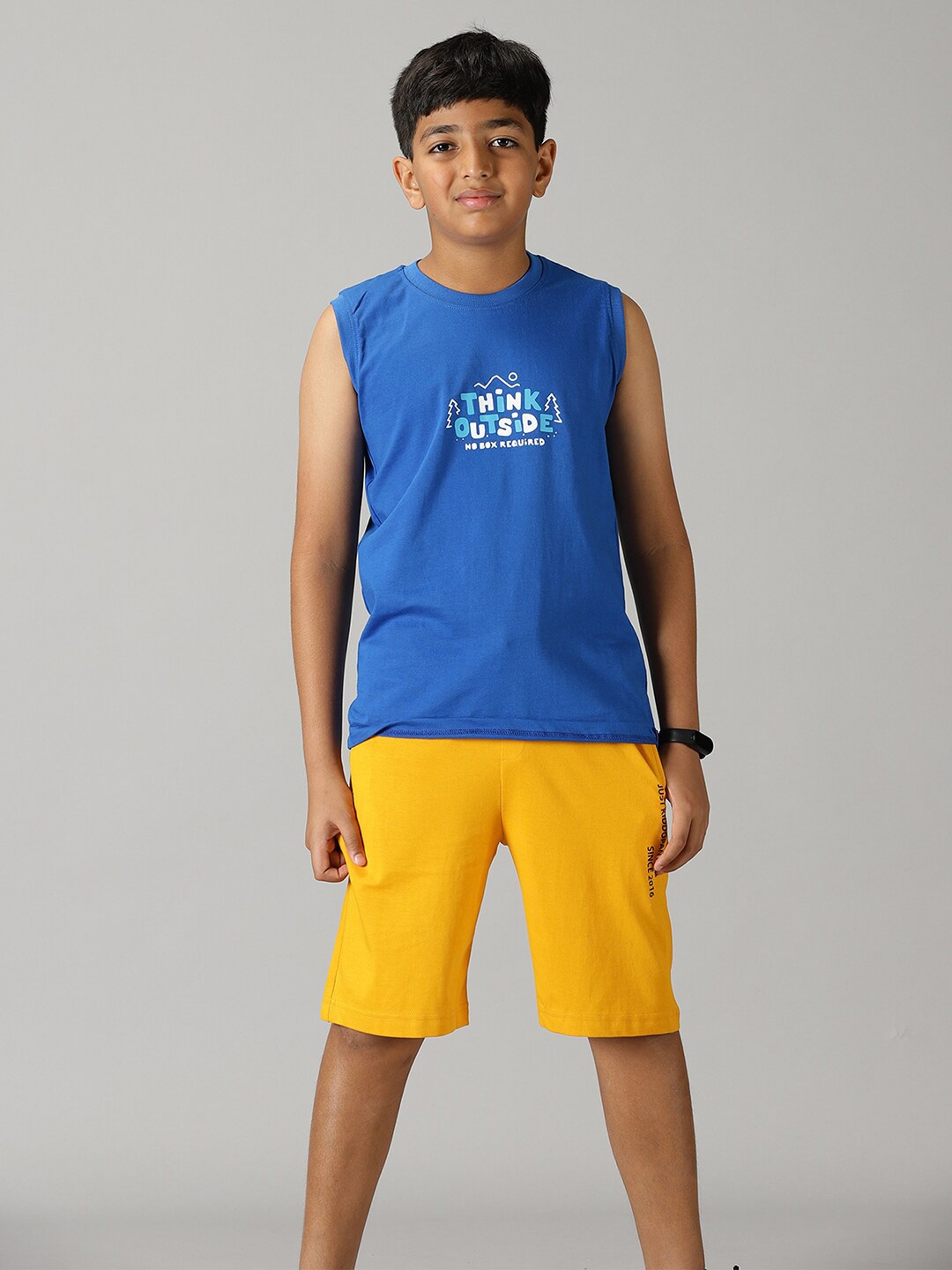 

KiddoPanti Boys Printed Pure Cotton T-Shirt With Shorts, Blue