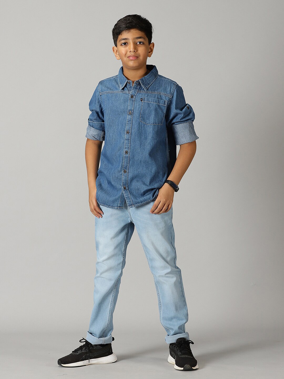 

KiddoPanti Boys Denim Shirt with Trousers, Blue