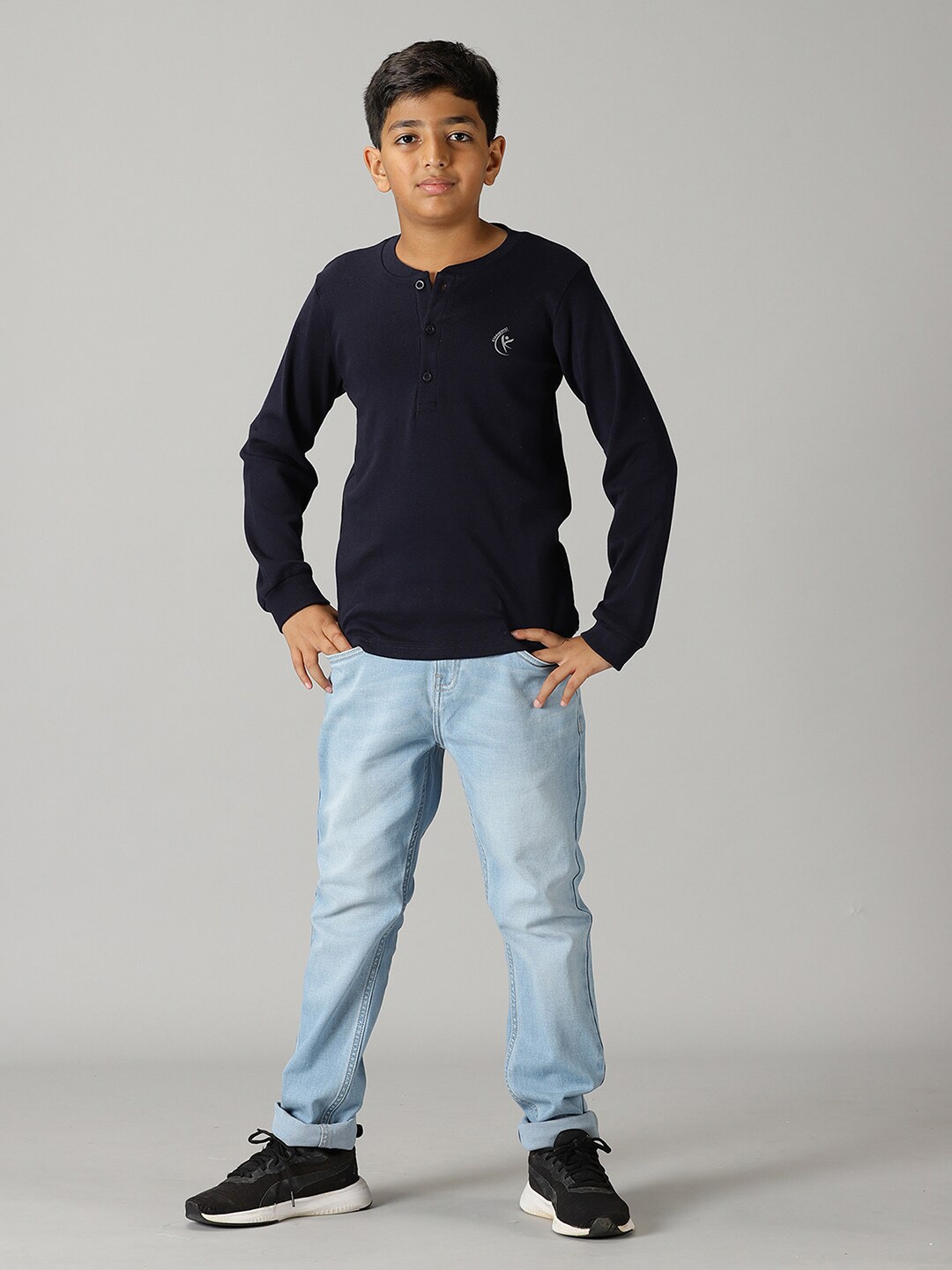 

KiddoPanti Boys Pure Cotton T-shirt With Trousers, Navy blue