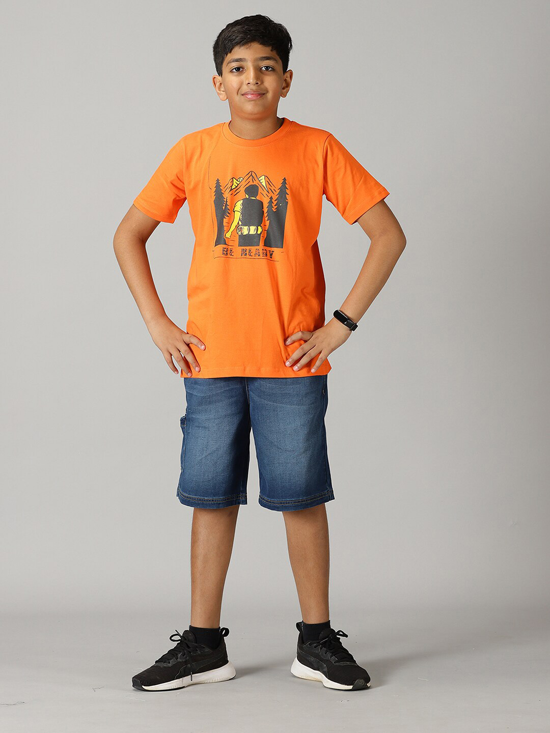 

KiddoPanti Boys Printed Pure Cotton T-shirt With Shorts, Orange