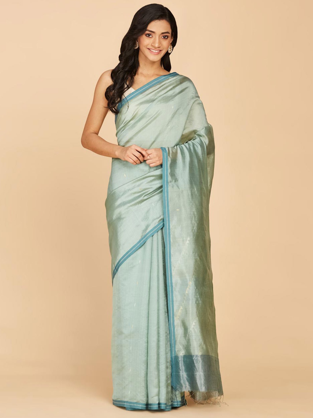 

Fabindia Woven Design Pure Silk Jamdani Saree, Blue